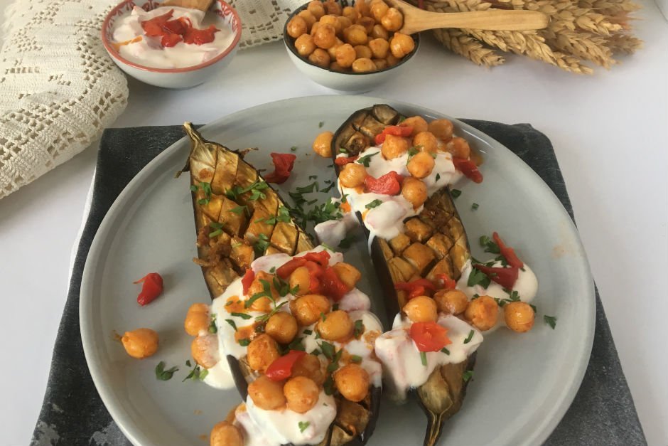 Fırında Çizgili Patlıcan